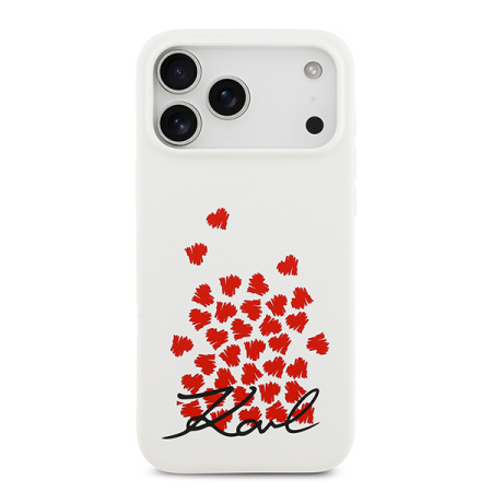 Lagerfeld для iPhone 17 Pro Max чехол Liquid Silicone Hearts Hard White (MagSafe)