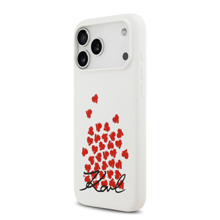 Lagerfeld для iPhone 17 Pro Max чехол Liquid Silicone Hearts Hard White (MagSafe)